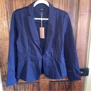 QUINCE Fitted Blazer Navy Blue Stretch Small